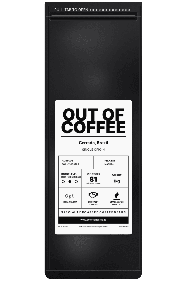 Out of Coffee Cerrado, Brazil 1kg coffee packaging