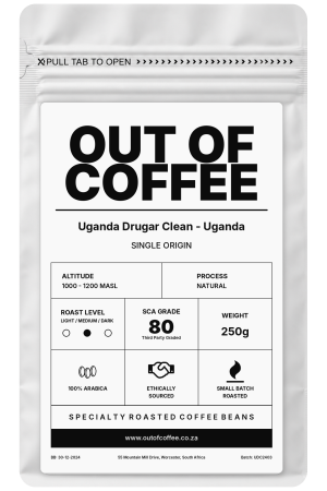 Out of Coffee Drugar Clean, Uganda 250g coffee packaging