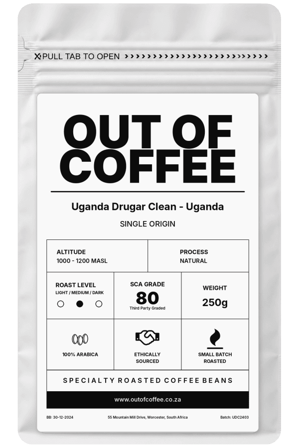 Out of Coffee Drugar Clean, Uganda 250g coffee packaging